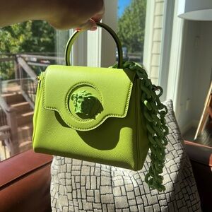 Green Leather Versace top handle bag